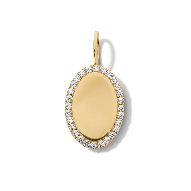 Engravable Oval Diamond Pendant