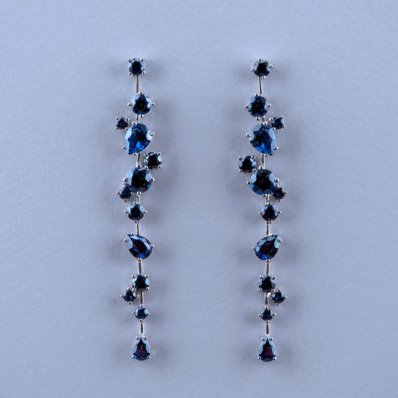 Blue Sapphire Chandelier Earrings