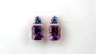 Amethyst, Sapphire and Diamond Gold Earrings