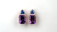 Amethyst, Sapphire and Diamond Gold Earrings