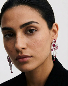 Phoenix Earrings | Lab-Grown Diamonds & Rubies | 18K White Gold