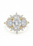 Gold and diamond ring on a white background