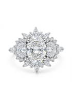 Diamond earring with a central pear-shaped diamond and smaller diamonds on a white background