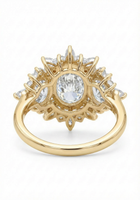 Back view of oval diamond ring in yellow gold 