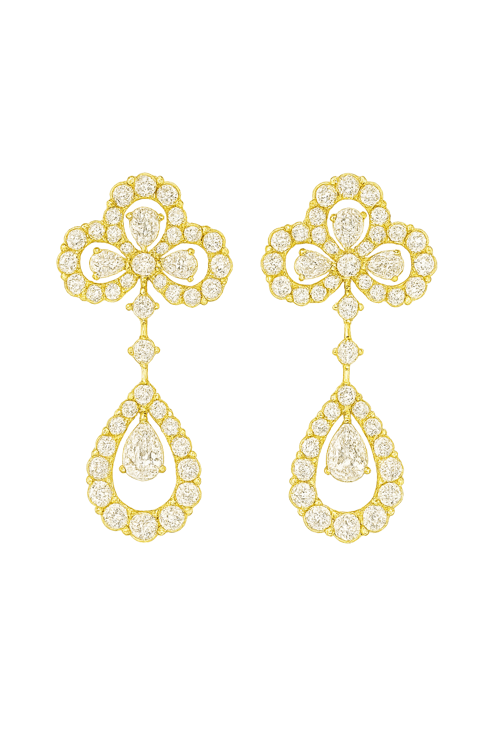 Geometric Dangle Diamond Earrings