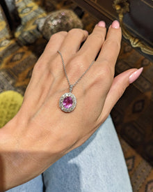 Oval Sapphire Halo Necklace