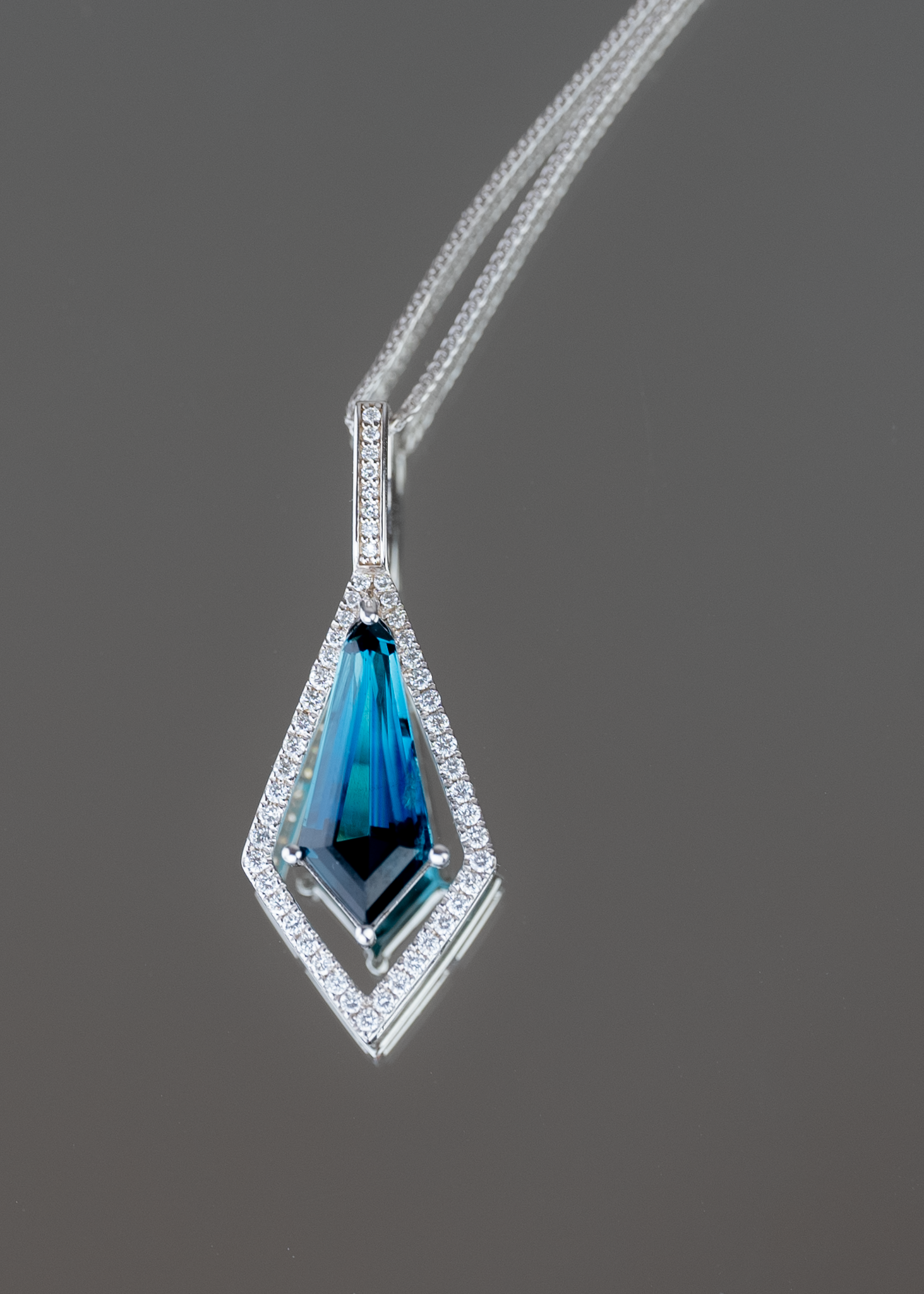 Rare Indicolite Tourmaline and Diamond Necklace