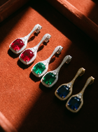 Grand Pavé Drop Earrings | Emerald, Sapphire or Ruby | 18K Gold