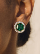 Emerald Hexagon Earrings | Lab-Grown Colombian Emerald & Detachable Diamond Halo | 18K Gold | Manjam Jewellery