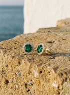 Emerald Hexagon Earrings | Lab-Grown Colombian Emerald & Detachable Diamond Halo | 18K Gold | Manjam Jewellery