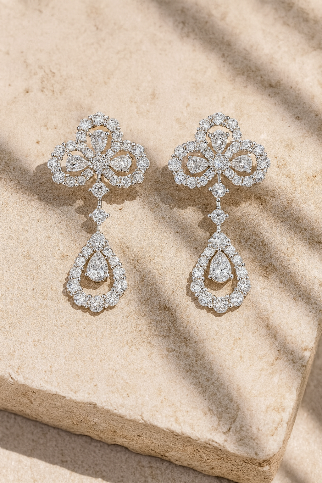 Geometric Dangle Diamond Earrings