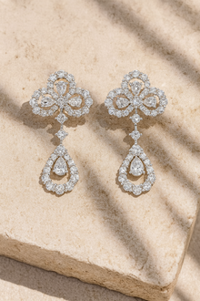 Geometric Dangle Diamond Earrings