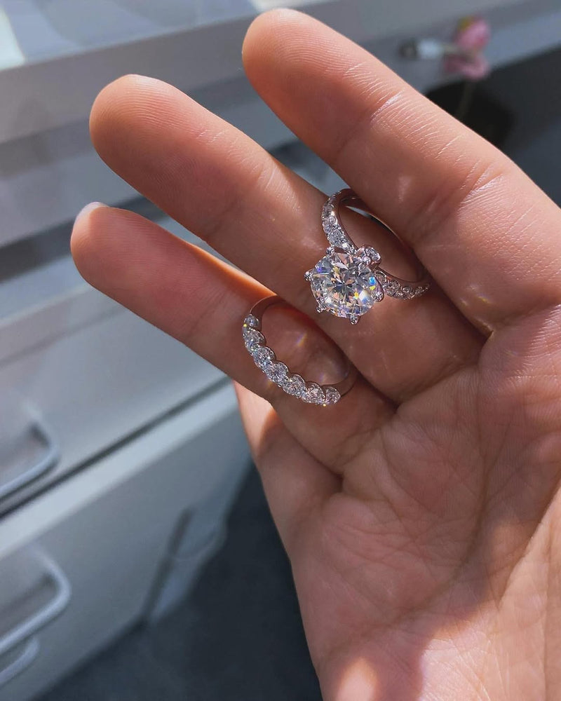 Solitaire Set With Pave Diamonds