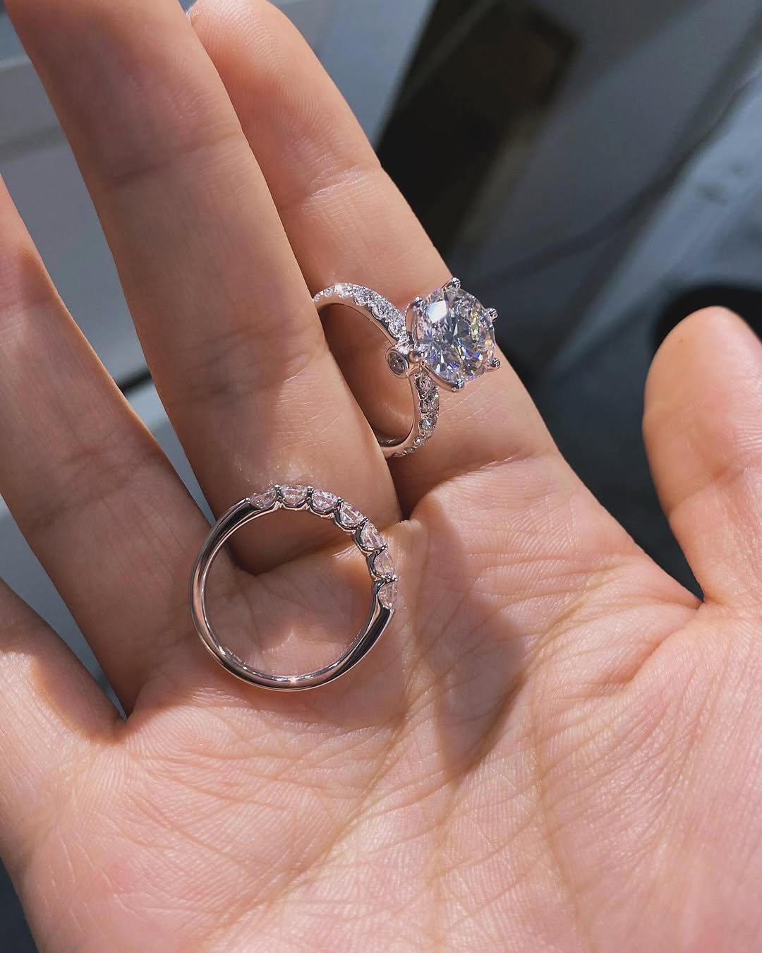 Solitaire Set With Pave Diamonds
