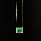 Emerald Diamond Halo Necklace