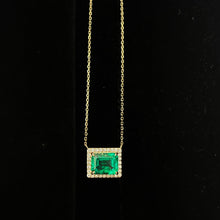 Emerald Diamond Halo Necklace
