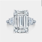 Emerald Cut Diamond Sparkling Three Stone Ring