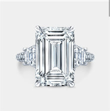 Emerald Cut Diamond Sparkling Three Stone Ring