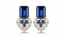 Sea Wave Earrings | Lab-Grown Sapphires & Diamonds | 18K White Gold