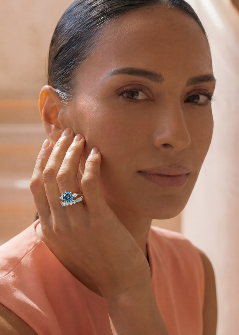 Fancy Blue Diamond Engagement Ring Set