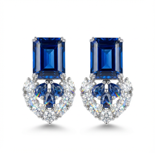 Sea Wave Earrings | Lab-Grown Sapphires & Diamonds | 18K White Gold
