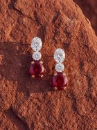 Pigeon Blood Ruby & Diamond Earrings | IGI Certified | 18K Gold | Manjam Jewellery