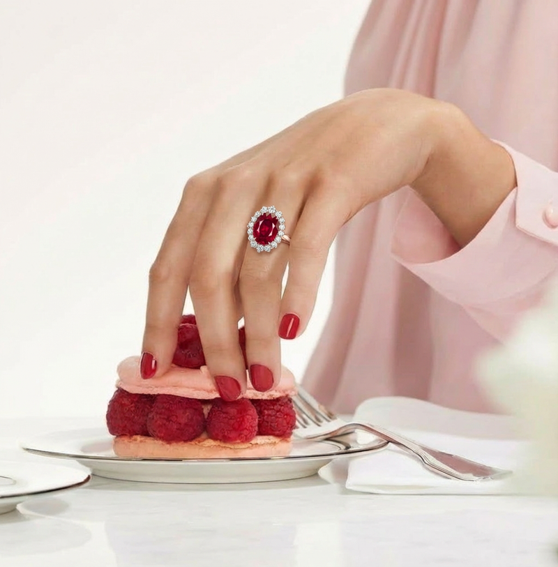 Ruby Halo Ring | 3ct Lab-Grown Ruby | 18K Gold