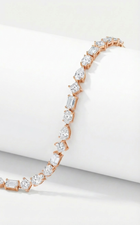 rose gold mix cut diamond bracelet in a white paper background 