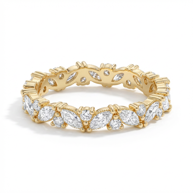Marquise & Round Diamond Wedding Band