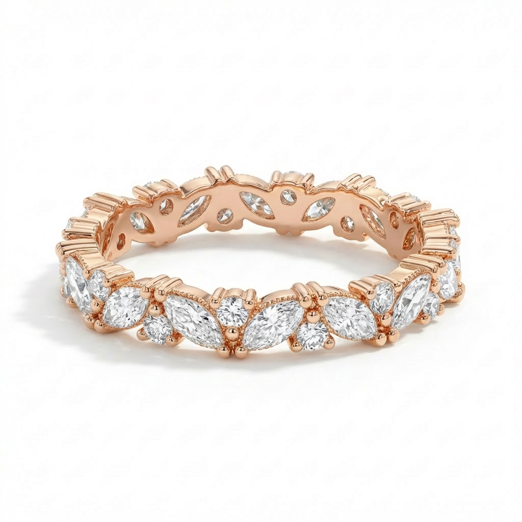 Marquise & Round Diamond Wedding Band