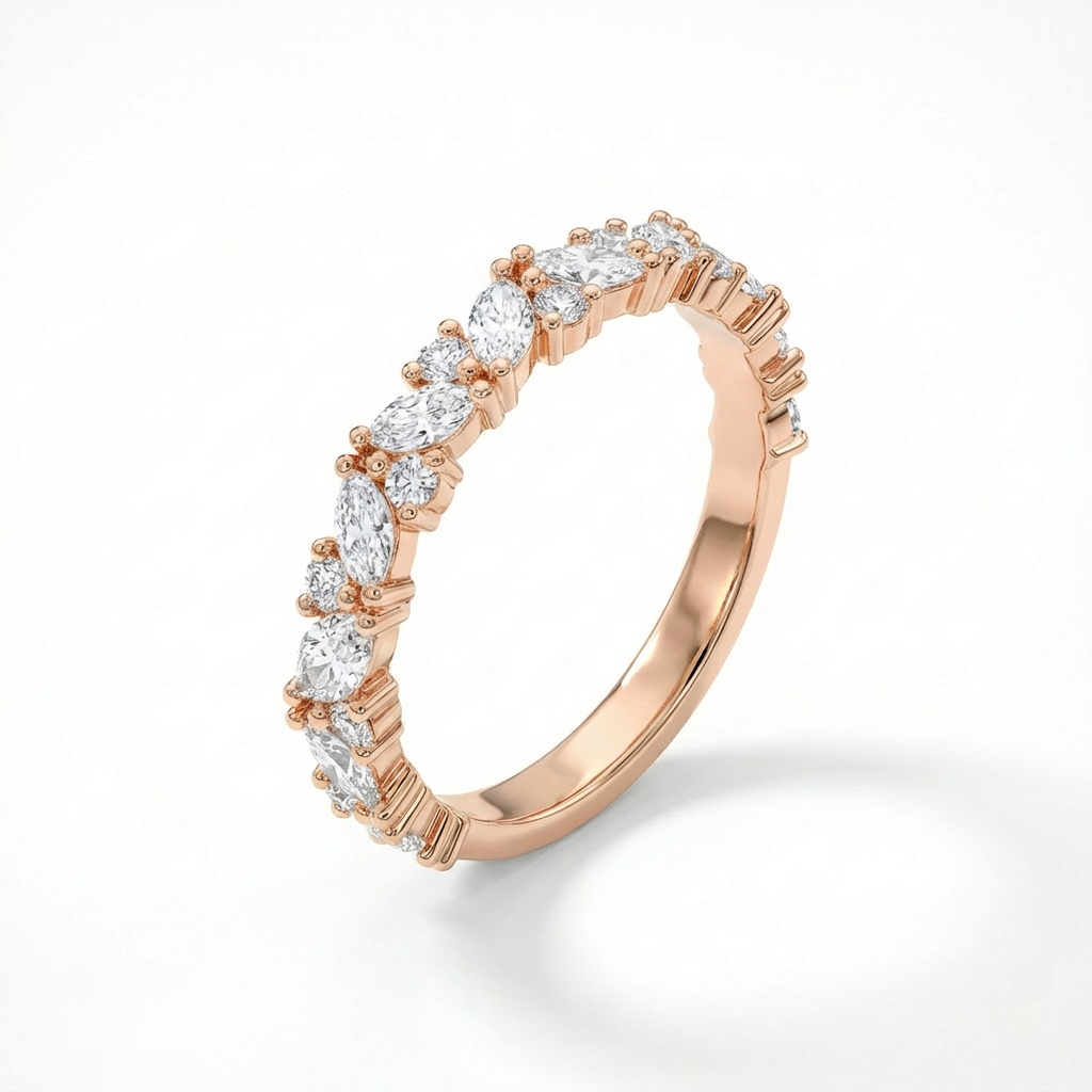 Marquise & Round Diamond Wedding Band