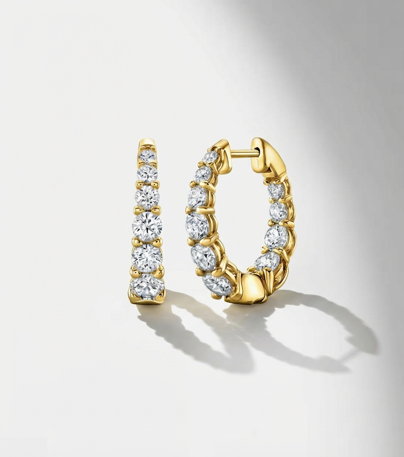 Diamond Row Hoop Earrings