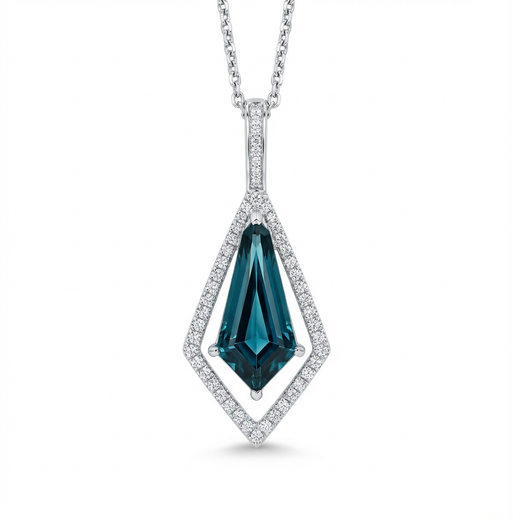 Rare Indicolite Tourmaline and Diamond Necklace