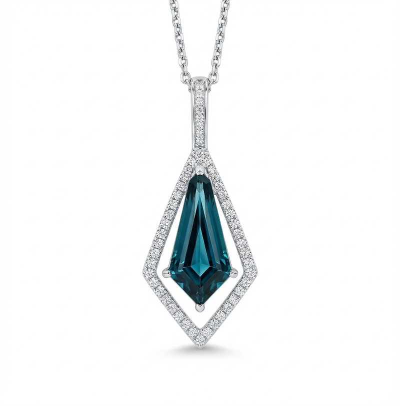 Rare Indicolite Tourmaline and Diamond Necklace
