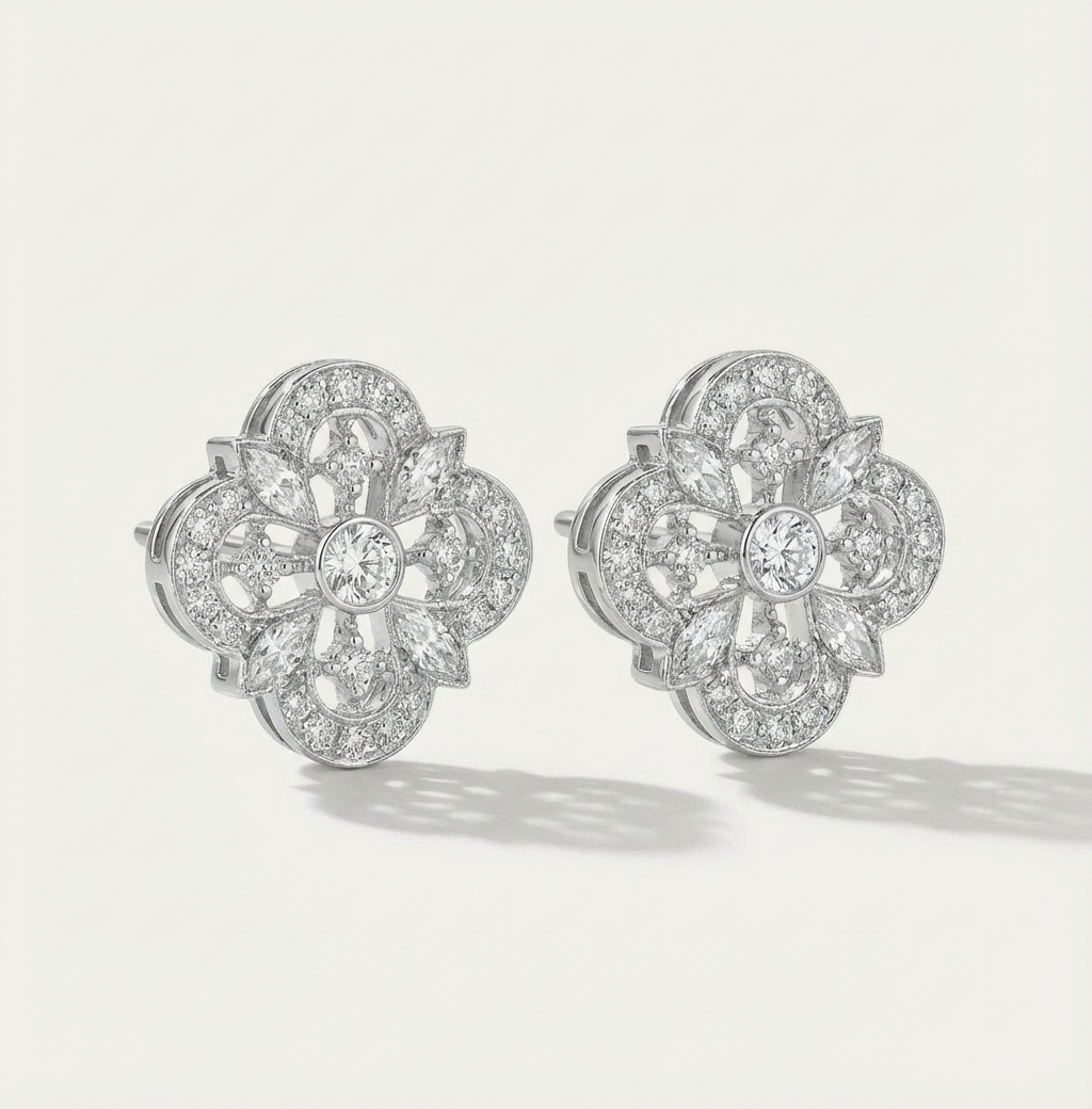 Def Earring Geometric Diamond Earrings | Marquise Cut DEF VVS Lab-Grown Diamonds ...