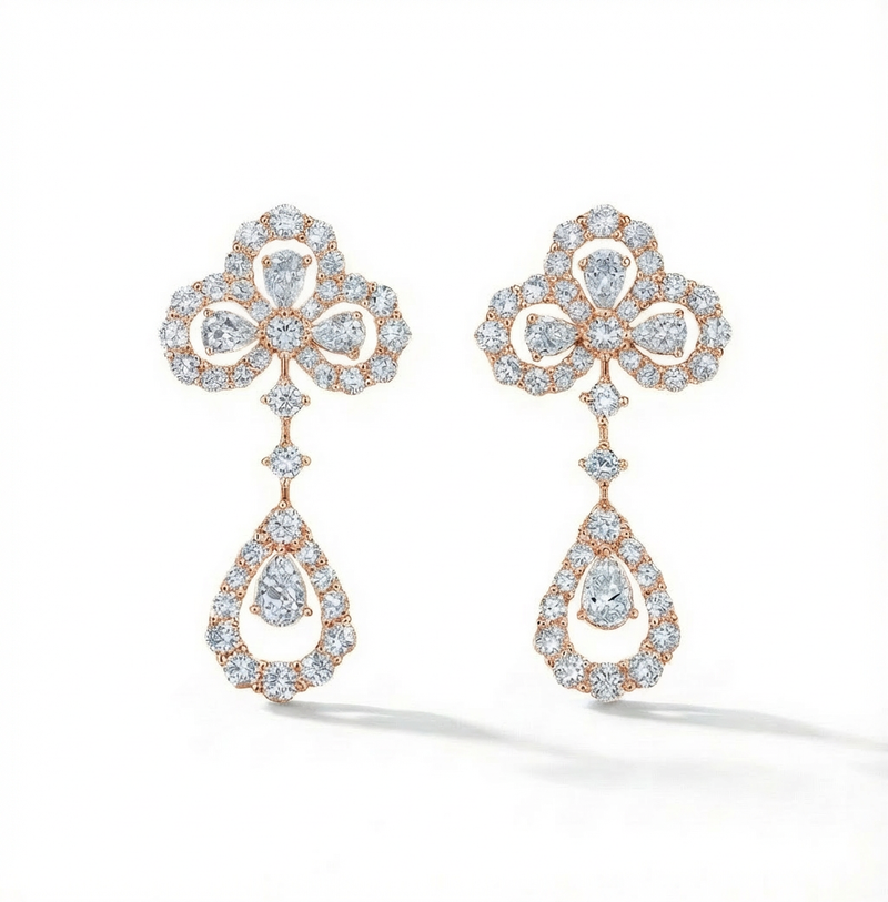Geometric Dangle Diamond Earrings
