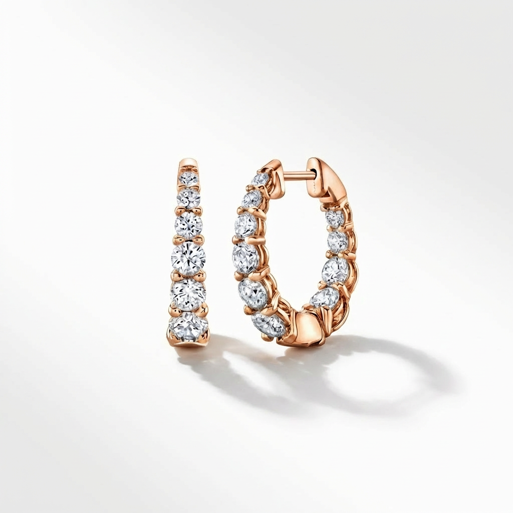 Diamond Row Hoop Earrings