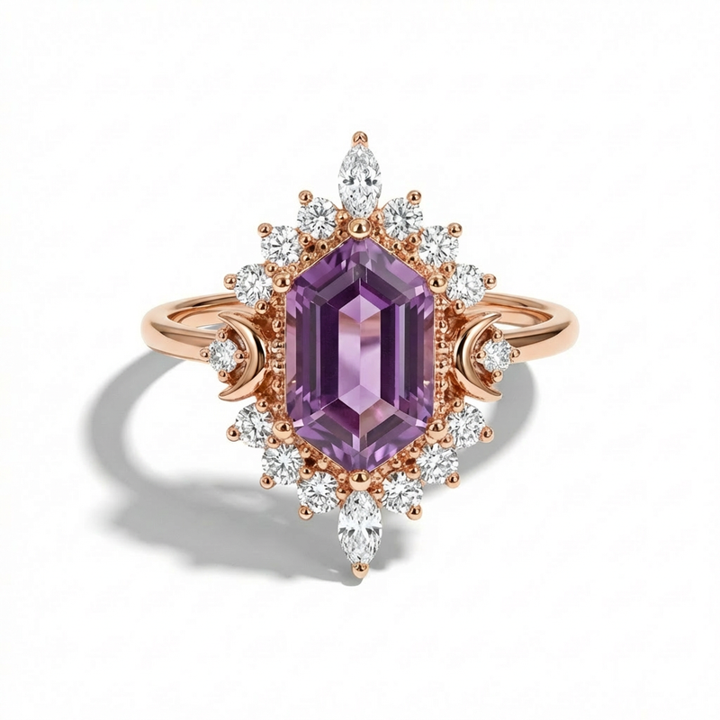 Celestial Amethyst Halo Ring