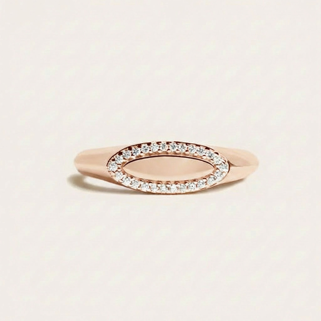 Engravable Diamond Oval Ring