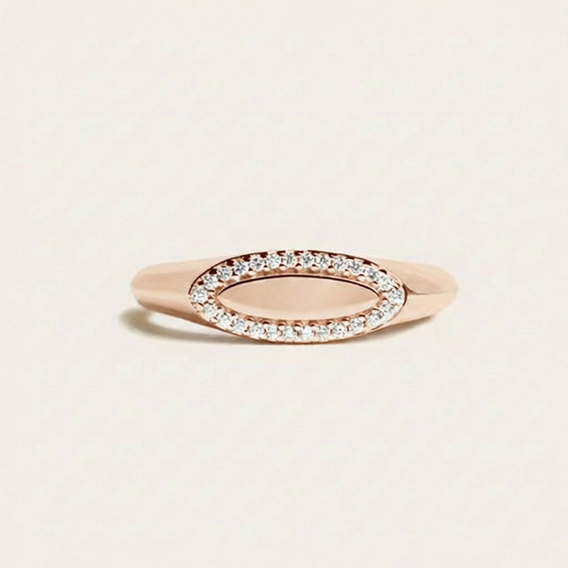 Engravable Diamond Oval Ring