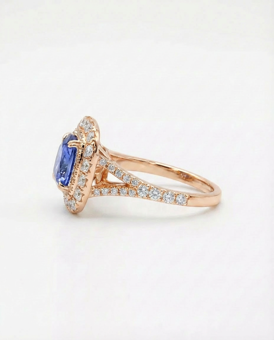 Blue Square Sapphire Ring