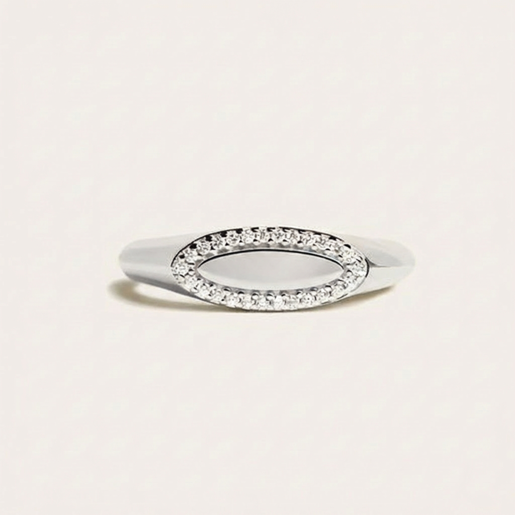 Engravable Diamond Oval Ring