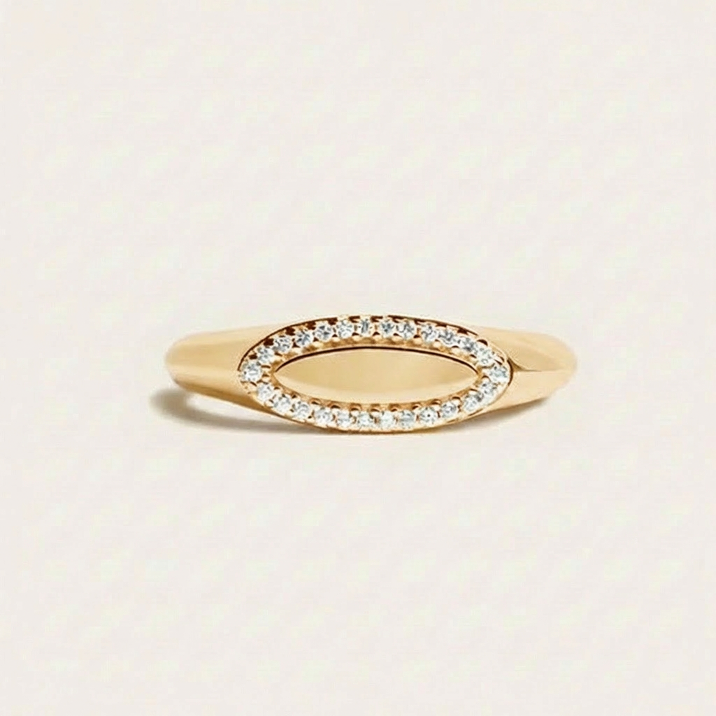 Engravable Diamond Oval Ring