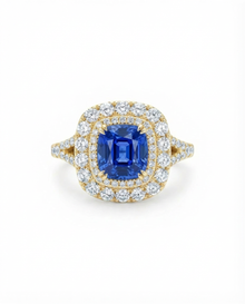 Blue Square Sapphire Ring