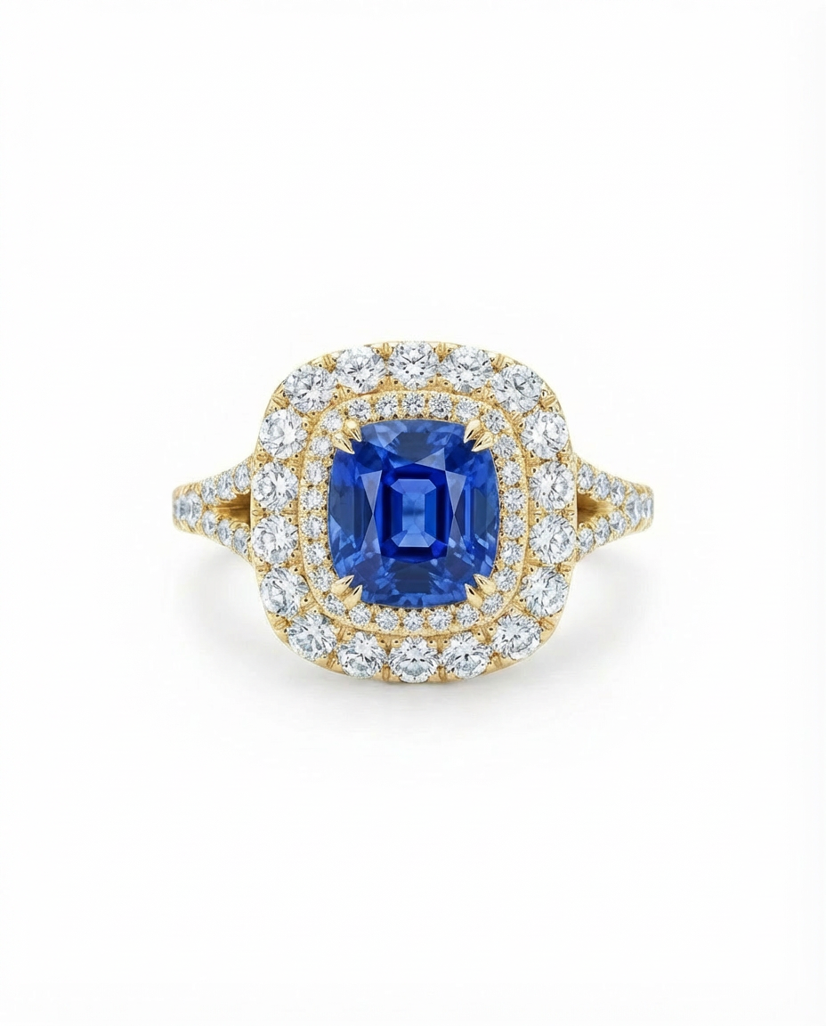 Blue Square Sapphire Ring