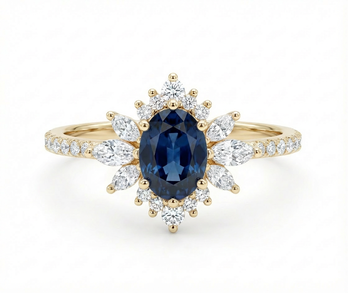 Zaleekha Blue Topaz and Diamond Ring