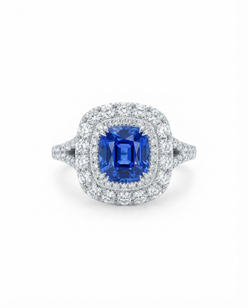 Blue Square Sapphire Ring