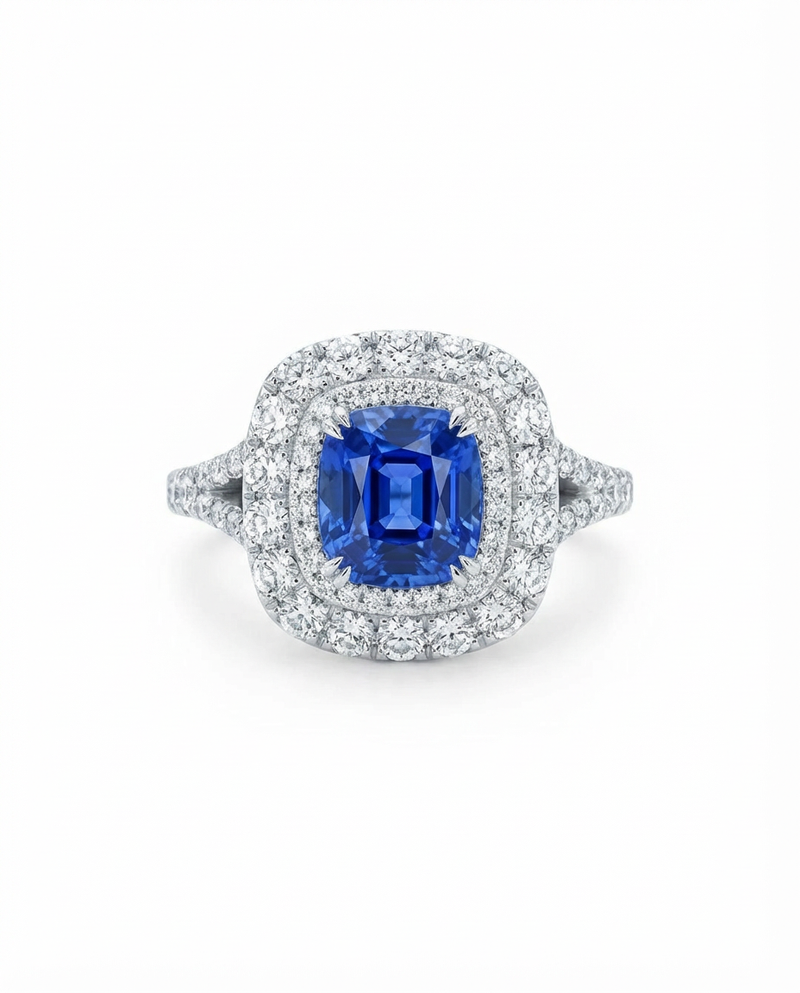 Blue Square Sapphire Ring