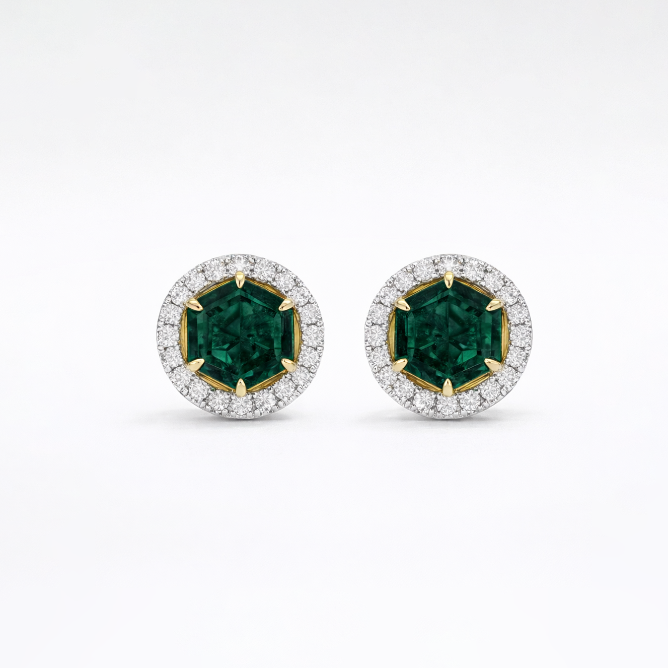 Emerald Hexagon Earrings
