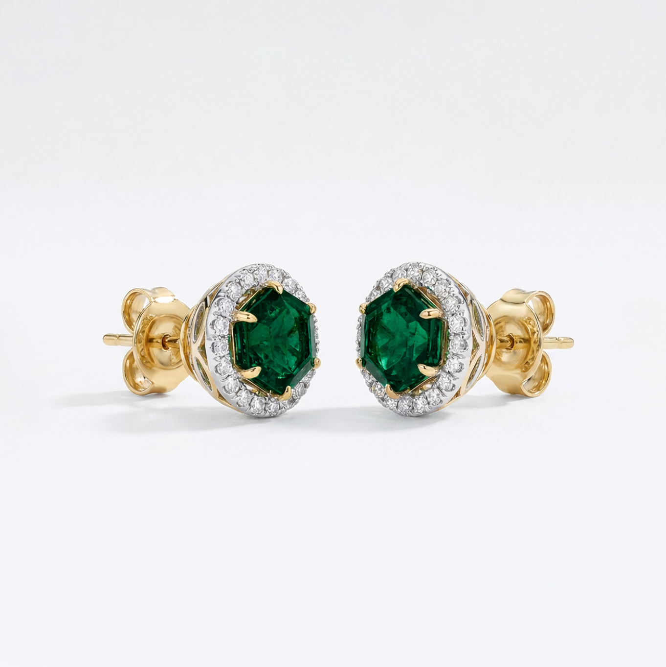 Emerald Hexagon Earrings